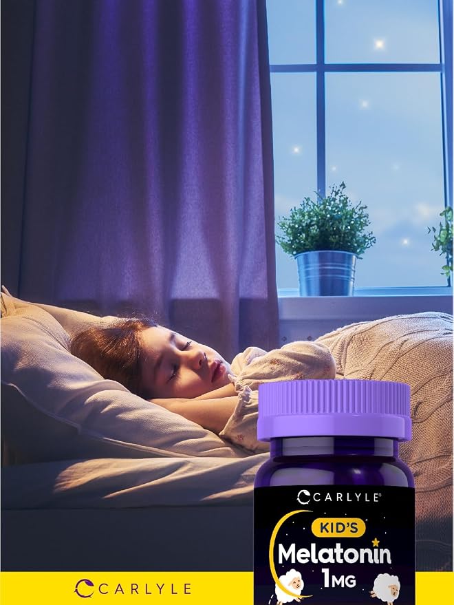 Carlyle Kids Melatonin 1mg | 120 Chewable Tablets | Fruit Flavor | Vegetarian Supplement | Non-GMO, Gluten Free Formula