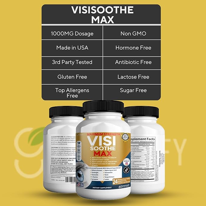 Vision Soothe Max Eye Health Supplement, 60 Capsules, 24 Herbal Extracts with Vitamins and Minerals, Maximum Strength (5)