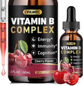 CFILIHTC Vitamin B Complex Liquid Drops, B Vitamins Complex Supplement with B1, B2, B3, B5 B6, B7, B9 & Methyl B12 Drops for Adults & Kids, Vegan, Cherry Flavor