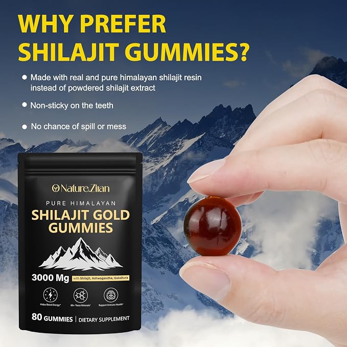 Shilajit Gummies for Men & Women - Shilajit Gold Gummies Rich In Ashwagandha, Gokshura with 85+ Minerals, Authentic Flavor,Organic, Zero Sugar & Vegan, 100% Natural - 80 Count (80 Count (Pack of 1))