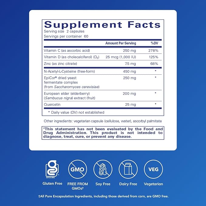Pure Encapsulations PureDefense with NAC | Enhances First-Line Immune Defense and Upper Respiratory Health | 120 Capsules