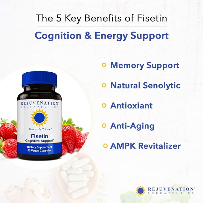 Rejuvenation Therapeutics Fisetin | Senolytic | Dietary Flavonoid | Non-GMO, Vegan, Gluten-Free,100 mg, 30 Veggie Caps