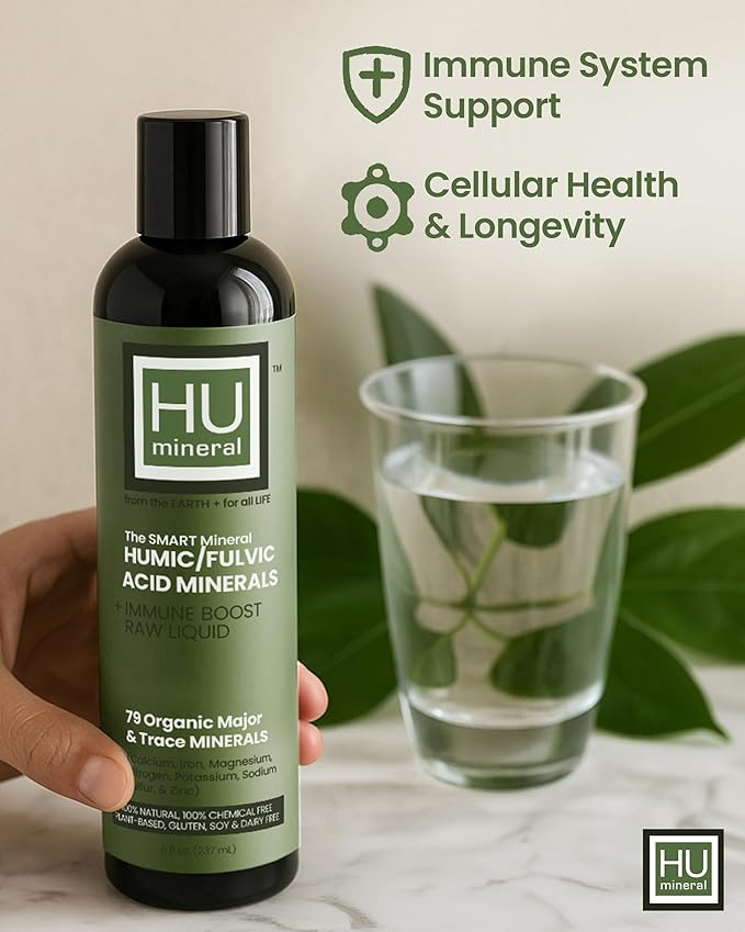 Fulvic Acid Trace Minerals Drops for Water - Raw Liquid Ionic Minerals with Humic Acid & Electrolytes - Energy, Immune & Gut Support, Detox - Vegan Plant-Based Concentrate - 8 oz