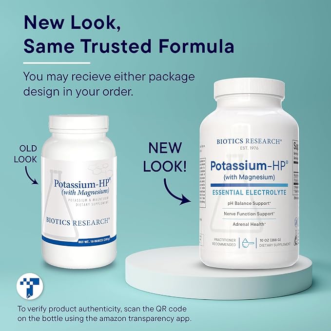 Biotics Research Potassium HP Potassium with Magnesium, Powdered Formula, Electrolyte, Supports Cardiovascular, Renal and Bone Health, Essential Mineral for Vascular and Muscle Function, 10 Ounces