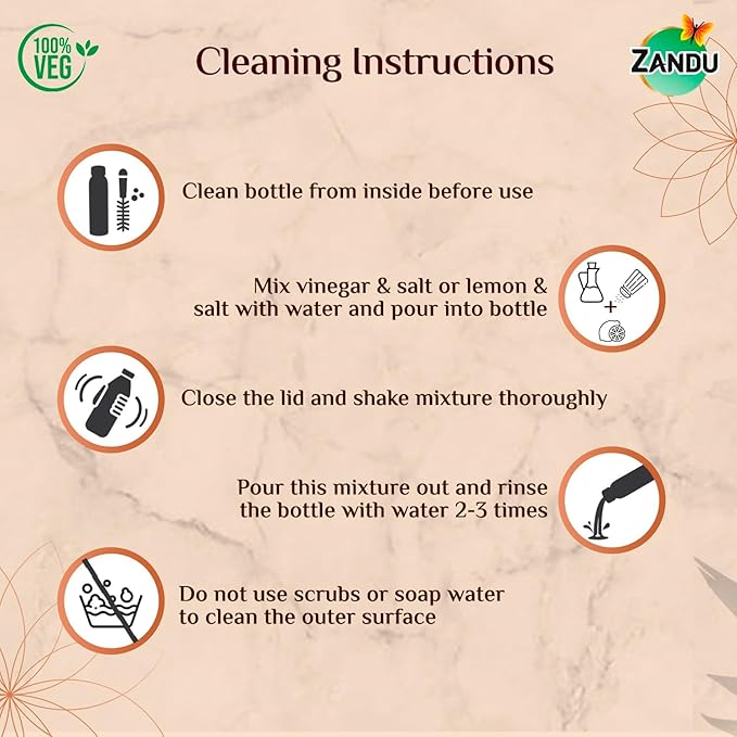 Zandu Copper Bottle (Green): Prepared with 100% Pure Copper | Useful in Promoting Overall Health (Pack of 950 ml)