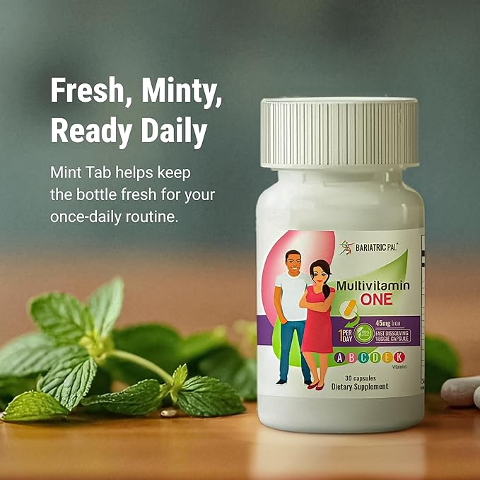BariatricPal Multivitamin ONE 1 per Day! Bariatric Multivitamin Capsule with 45 mg of Iron | Easy to Swallow Capsule | Vitamin for Bariatric Surgery Patients | 90 Count (3 Month Supply)