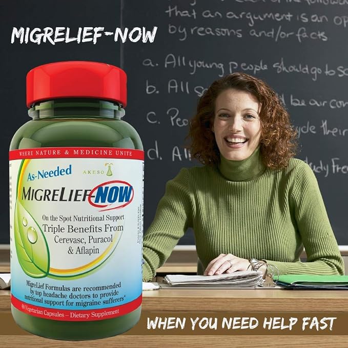 MigreLief-Now Fast-Acting Formula, As-Needed Nutritional Support for Migraine and Headache Sufferers - 60 Vegetarian Capsules