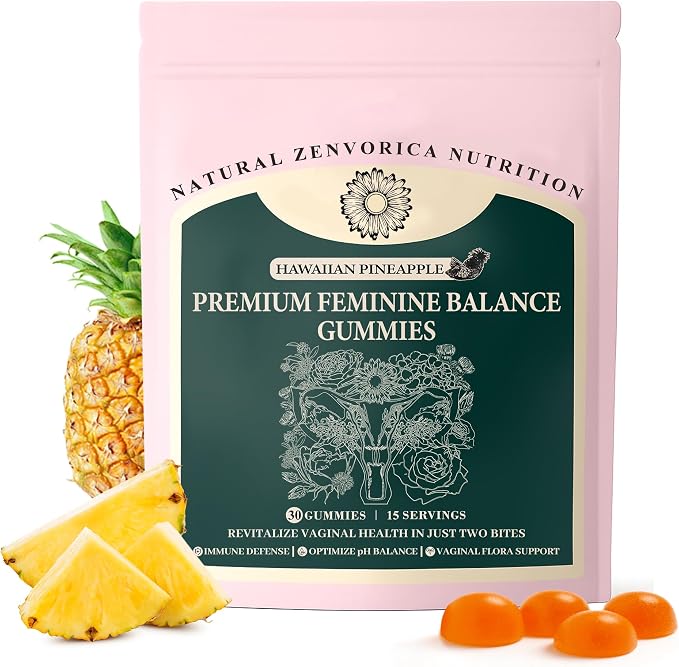 Premium Feminine Balance Gummies for Women - Pineapple Gummies for Women PH Balance Vaginal Probiotics for Women's Health & Wellness, Vegan, Gluten-Free, Immune Support, 30 Counts