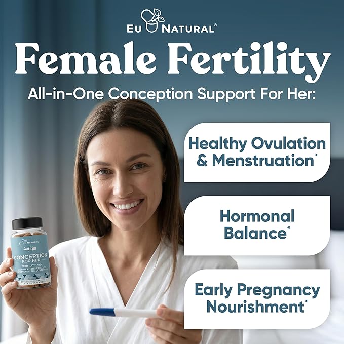 Eu Natural Conception for Her Fertility Supplements for Women - Ovulation, Hormonal Balance & Regular Cycle Support - Myo-Inositol, Folate, Shatavari & Vitex - 60 Vegetarian Capsules