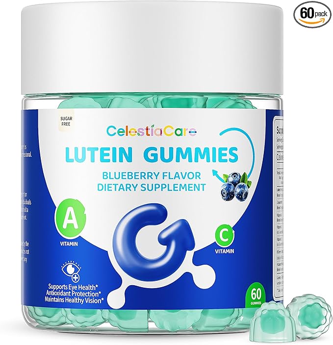 Lutein and zeaxanthin Eye Vitamins Gummies, Bilberry, Astaxanthin, Eye Vitamins for Kids and Adult Vision&Blue Light Support, Overall Eye&Macular Health-60 Count