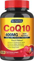 CoQ10 400mg SoftGels COQ10 - CQ10 Coenzyme Q10 Supplement, Plus PQQ, Omega 3, and Vitamin E, for Heart and Cellular Energy, 120 Servings