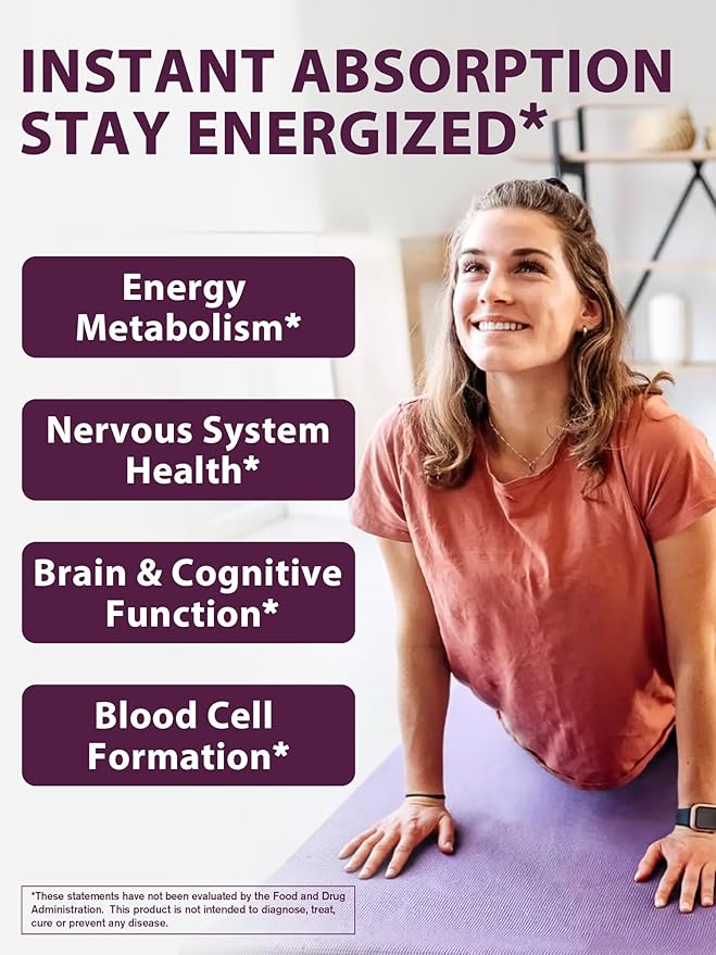 Vitamin B12 Sublingual, Methylcobalamin 5000mcg for Energy Production, Energy, Nerve & Cell Support, Natural Peach Flavor, Vegan, Zero Sugar, 240 Fast Dissolve Tablets