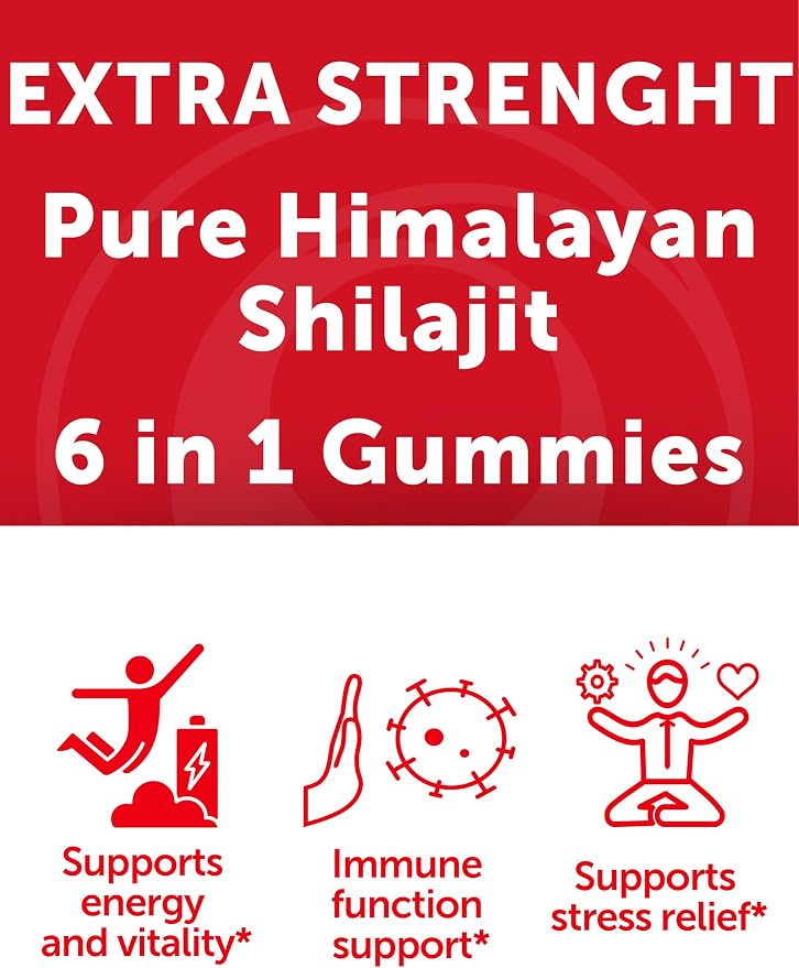 Lunakai USA Made 1200mg Pure Himalayan Shilajit Gummies for Men & Women with Ashwagandha & Chaga – Supplement for Daily Energy & Vitality Support, 60ct