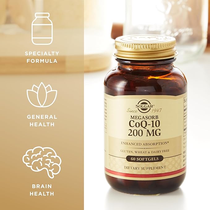 Solgar Megasorb CoQ-10 200 mg - 60 Softgels, Pack of 3 - Enhanced Absorption - Gluten Free, Dairy Free - 180 Total Servings