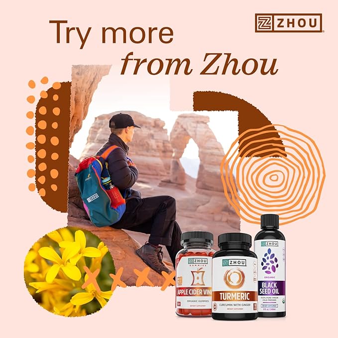 Zhou Turmeric Curcumin with Ginger - Turmeric and Ginger Supplement for Women and Men, Curcuminoids with Black Pepper Extract for Digestion and Digestive Health - 90 Veggie Capsules