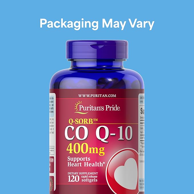 Puritan's Pride Coenzyme CoQ10 400mg, Dietary Supplement for Heart Health, Blood Pressure, Oral Gum Health, and Healthy Aging Support, 120 Day Supply, Rapid Release Softgels
