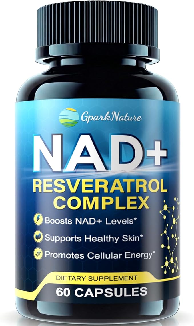 NAD+ Supplement - NAD Supplements for Women & Men - Liposomal NAD+ Resveratrol Complex with Urolithin A, CoQ10 - Boosts NAD+ Levels, Cellular Energy & Healthy Skin - Third-Party Tested - 60 Capsules