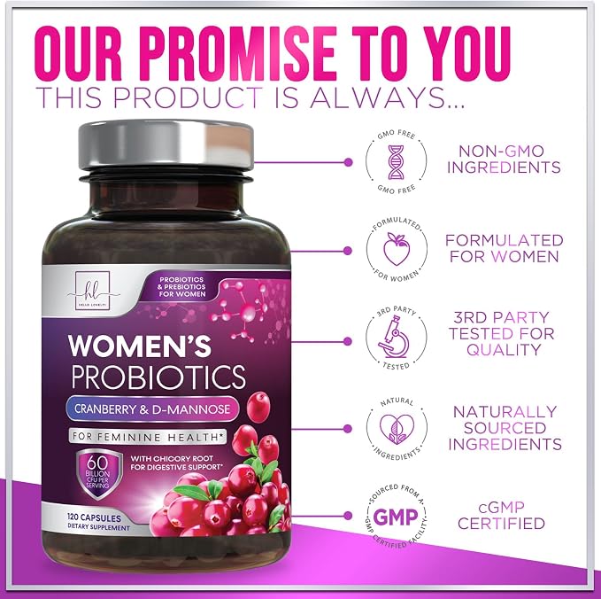 Probiotics for Women - Prebiotic and Probiotic Blend 60 Billion CFU Per Serving - 16 Strain Women's Probiotic for pH Balance & Vaginal Support - Digestive & Immune Support, Bottled USA - 120 Capsules