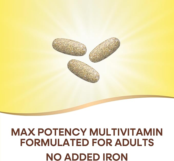 Nature's Way Alive! Max3 Potency Adult Complete Multivitamin, High Potency B-Vitamins to Support Cellular Energy Metabolism*, Multivitamin with Methylated B12 & Folate, No Added Iron, 180 Tablets