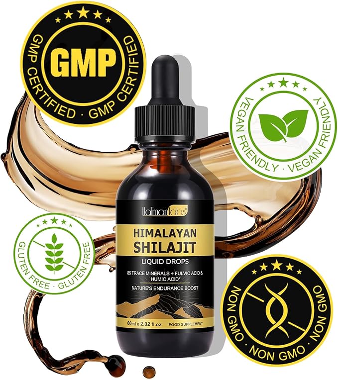 Shilajit Pure Himalayan Organic Resin Drop, Pure Himalayan Shilajit Resin Liquid Gold Supplement, Shilajit Organic Drop Rich in 85+ Trace Minerals, Shilajit for Men & Women (2.02 Fl Oz (Pack of 1))