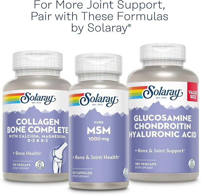 SOLARAY Glucosamine Sulfate 1500mg with Turmeric & Boswellia, Joint Health Support, 60 VegCaps (30 Servings), Two Daily