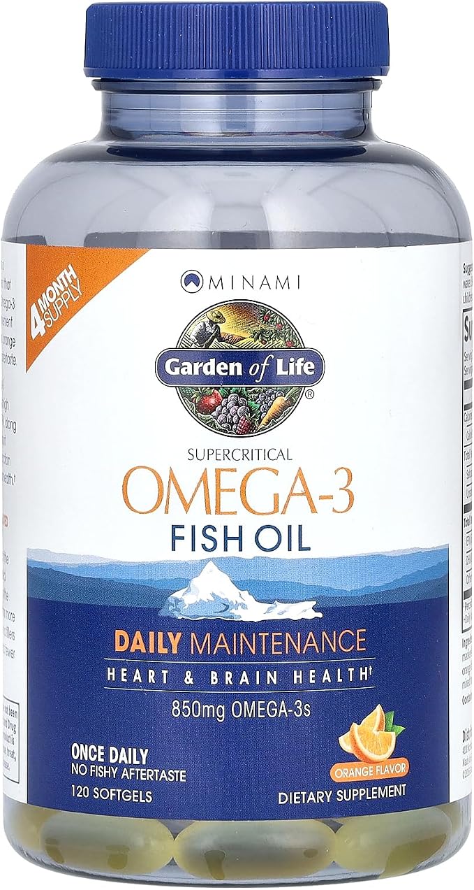 Garden of Life EPA/DHA Omega 3 Fish Oil - Minami Natural Brain Function, Heart and Mood Supplement, 120 Count (60-ct 2-Pack)