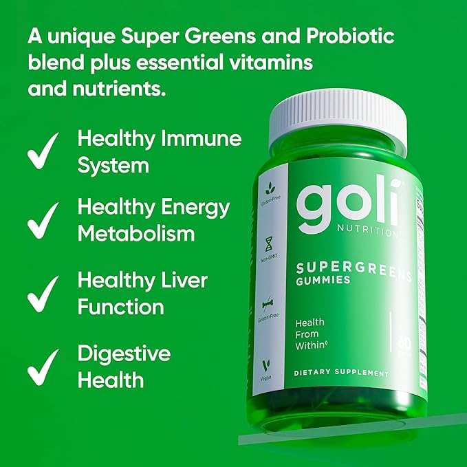 Goli SuperGreen Vitamin Gummy - 300 Count - Essential Vitamins and Minerals - Plant-Based, Vegan, Gluten-Free & Gelatin Free - Health from Within, Pack of 5