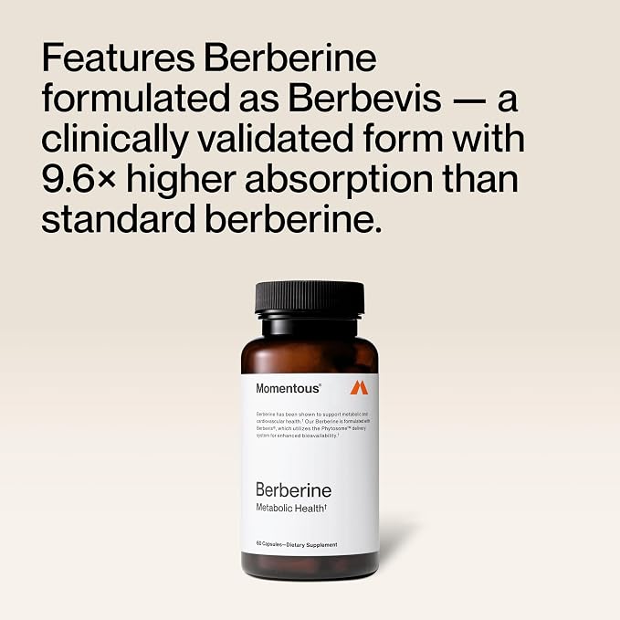 Momentous Berberine - Natural Bioavailable Supplement Formulated from Plant Alkaloid to Help Support Metabolic & Cardiovascular Health - Vegan - Gluten Free - NSF Certified for Sport - 60 Servings