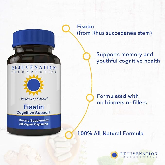 Rejuvenation Therapeutics Fisetin | Senolytic | Dietary Flavonoid | Non-GMO, Vegan, Gluten-Free,100 mg, 30 Veggie Caps