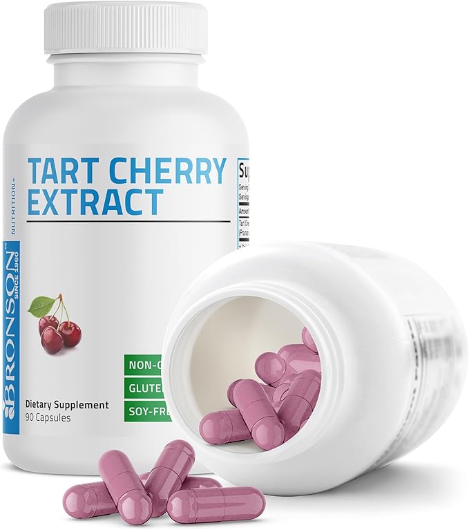 Bronson Tart Cherry Extract 2500 mg Premium Non-GMO Formula Packed with Antioxidants and Flavonoids, 90 Vegetarian Capsules