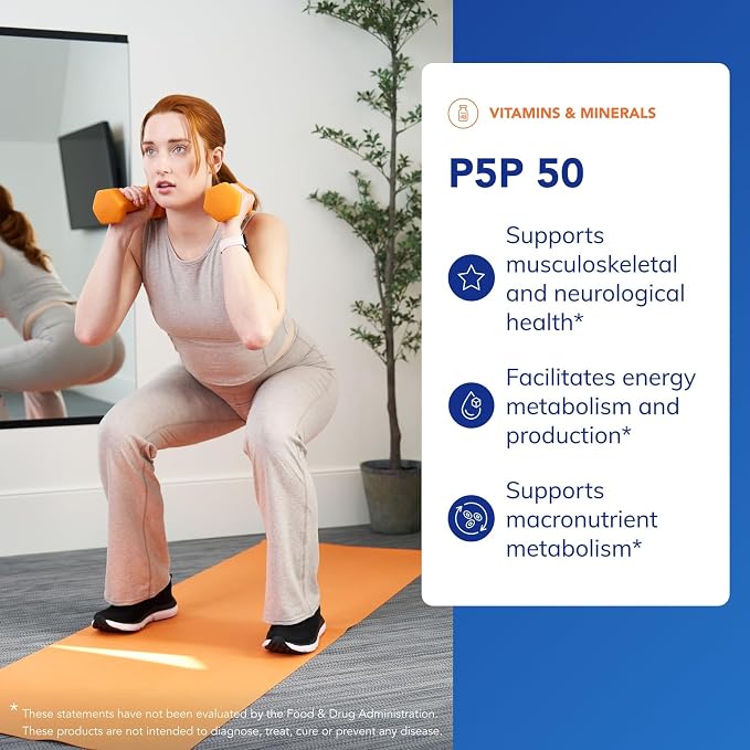 Pure Encapsulations P5P 50 - Active Vitamin B6 - Supports Energy Metabolism & Brain Health* - Gluten Free & Non-GMO - 60 Capsules