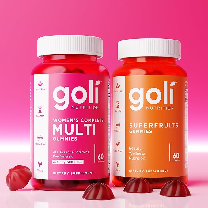 Goli Superfruits Beauty Gummies with Bamboo Silica - Vitamins A, C, E, Zinc - Collagen Support with Superfruit Blend - Vegan, Non-GMO, Gluten-Free, 180 Count (3 Pack)