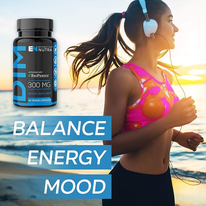 Effective Nutra Dim Supplement 300mg with BioPerine - Extra Strength Estrogen Blocker for Men & Women - Hormone & Metabolism Support - 4 Month Supply