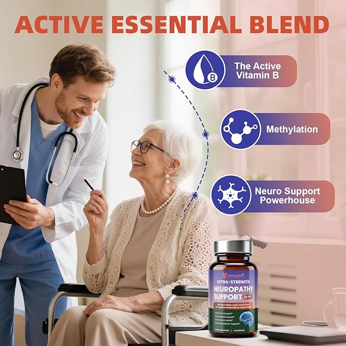 Alpha Lipoic Acid Neuropathy Supplements - with 600mg R-Alpha Lipoic Acid, NAC, ALC, Active Vitamin B12 B1 B2 B6 - for Nerve Heath & Mental Support (120 Count * Pack of 2)