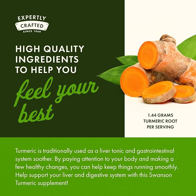Swanson Full Spectrum Turmeric Curcumin Joint, Liver, and Digestive Support Supplement for Active Adults - Non-GMO, Gluten-Free (240 Vegan Capsules, 2 Pack)
