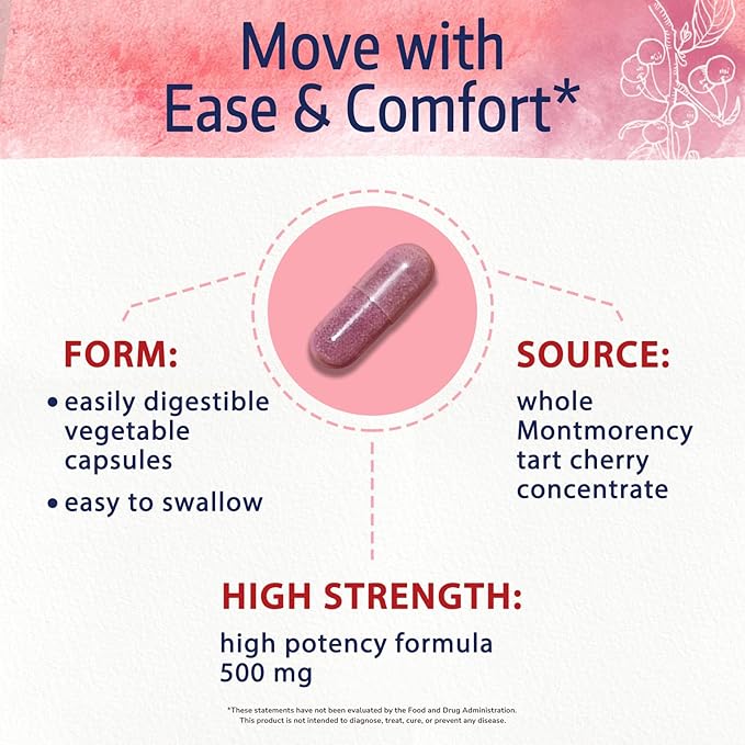 Bonawell Tart Cherry Capsule, 500mg Extract Per Capsule, Made from Montmorency Tart Cherries, Powerful Uric Acid Cleanse, Antioxidant Support, 2 Month Supply, 60 Capsules