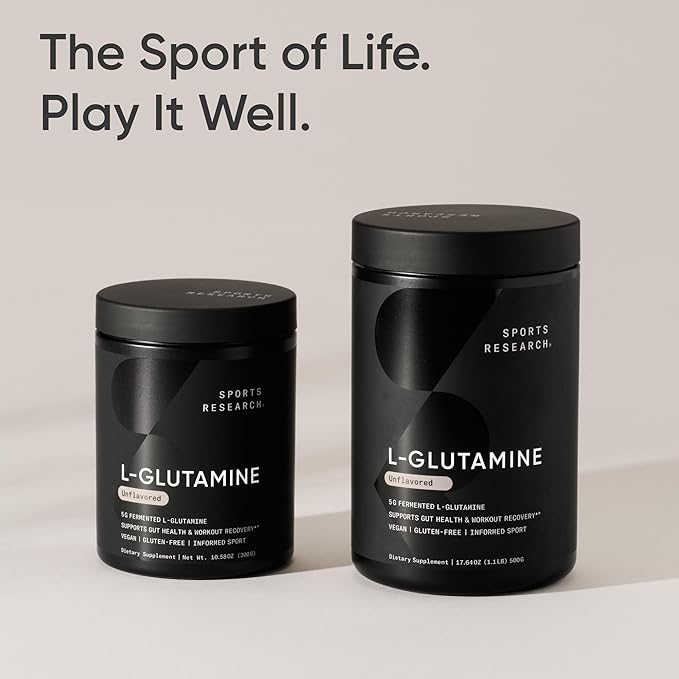 Sports Research L-Glutamine - Workout Recovery, Immune Health & Gut Health Support - 5 G Per Serving - 10.58 Oz