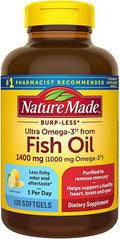 Nature Made Ultra Omega-3 Burpless Fish Oil 1400 mg Softgels w. Omega 3 1000 mg 130 Ct
