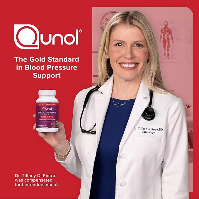 Qunol Blood Pressure Support, 3 in 1 Beets + CoQ10 + Grape Seed Extract, Beet Root Capsules that Supports Healthy Blood Circulation & Heart Healthy Energy, 60 Count (Pack of 2)