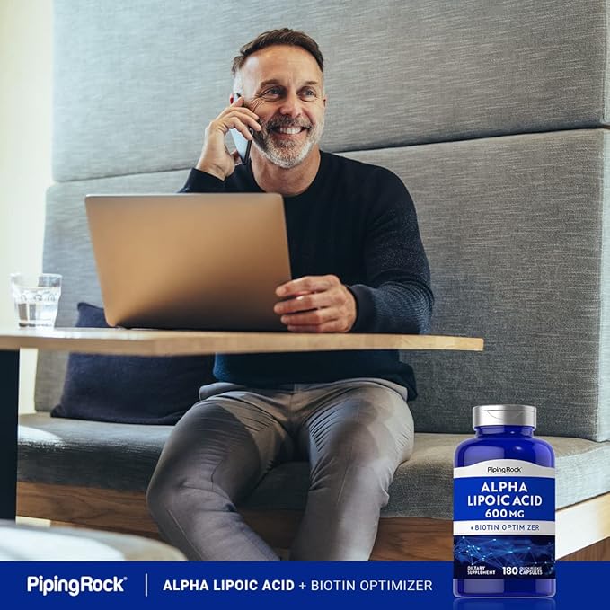 Piping Rock Alpha Lipoic Acid 600mg | 180 Capsules | Plus Biotin Optimizer | ALA Supplement | Non-GMO, Gluten Free
