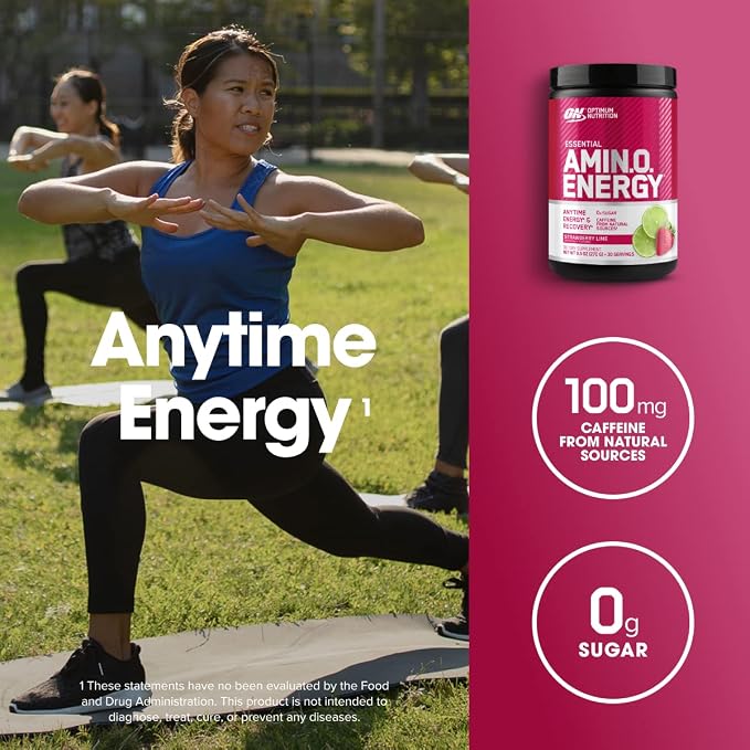 Optimum Nutrition Amino Energy-Pre Workout with Green Tea, BCAA, Amino Acids,Keto Friendly,Green Coffee Extract,Energy Powder-Strawberry Lime, 9.5 Ounce, 30 Servings (Packaging May Vary) (Pack of 6)