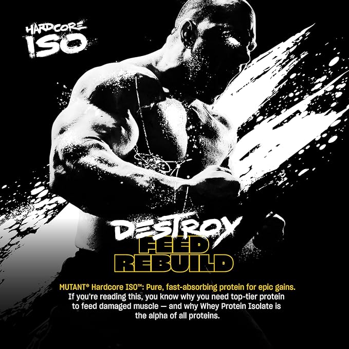 Mutant Hardcore ISO Whey Protein Isolate Powder Acts Fast to Help Recover, Build Muscle, Bulk and Strength, 5 lb - Strawberry Milkshake