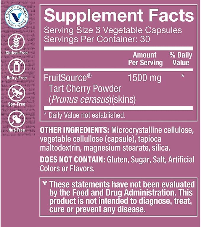 The Vitamin Shoppe Tart Cherry Extract - Post-Workout Recovery & Antioxidant | Freeze-Dried Montmorency | 90 Veggie Caps | Non-GMO
