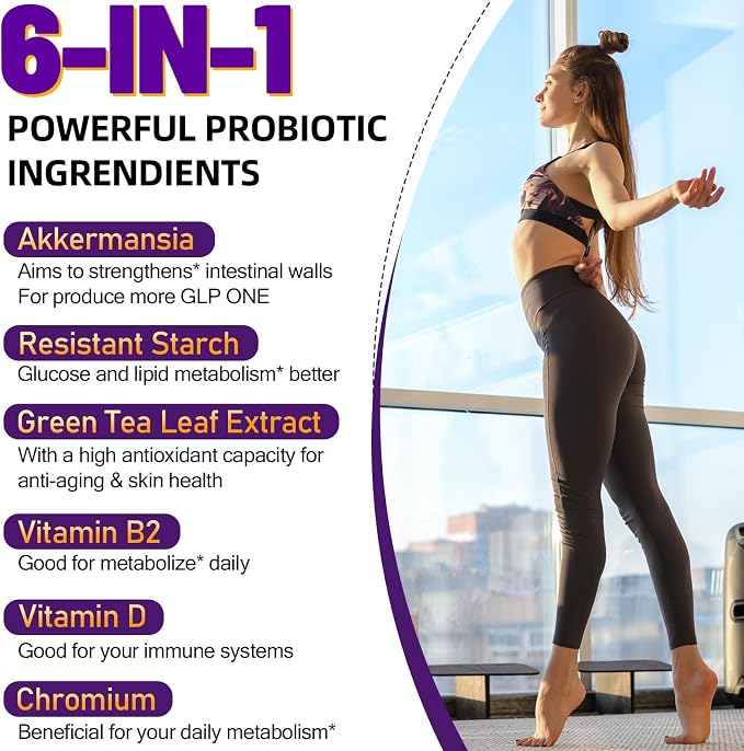 Akkermansia Supplement - 300 Billion AFU Akkermansia Muciniphila, Akkermansia Probiotic for Women & Men, for Boost, Digestive, Gut, Immunity, Enhances Gut Lining Function & Intestinal Walls, 120 Count