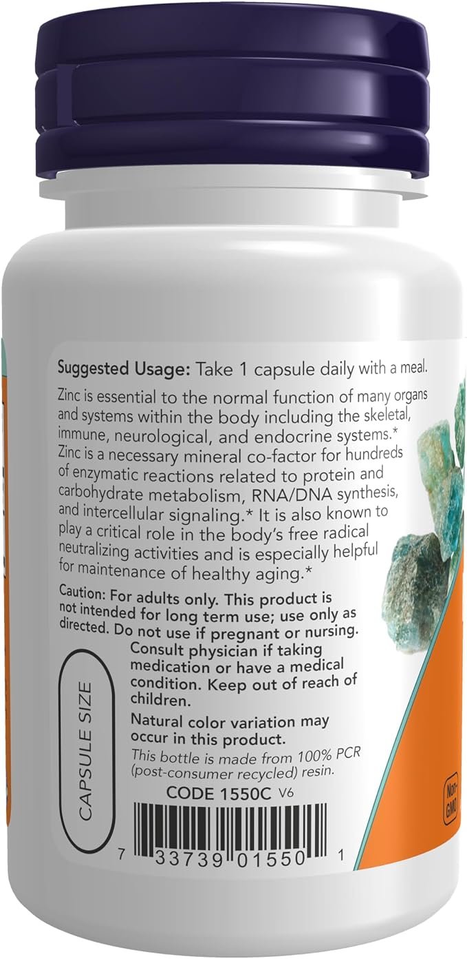 NOW Foods Supplements, Zinc Picolinate 50 mg, Supports Enzyme Functions*, Immune Support*, 60 Veg Capsules
