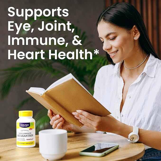 Healthy Origins Astaxanthin 12 mg, 60 Softgels - AstaPure Clinically Studied Algae - Supports Joint & Immune Health, Healthy Skin, Antioxidant for Cellular Protection & Eye Support - 2 Month Supply