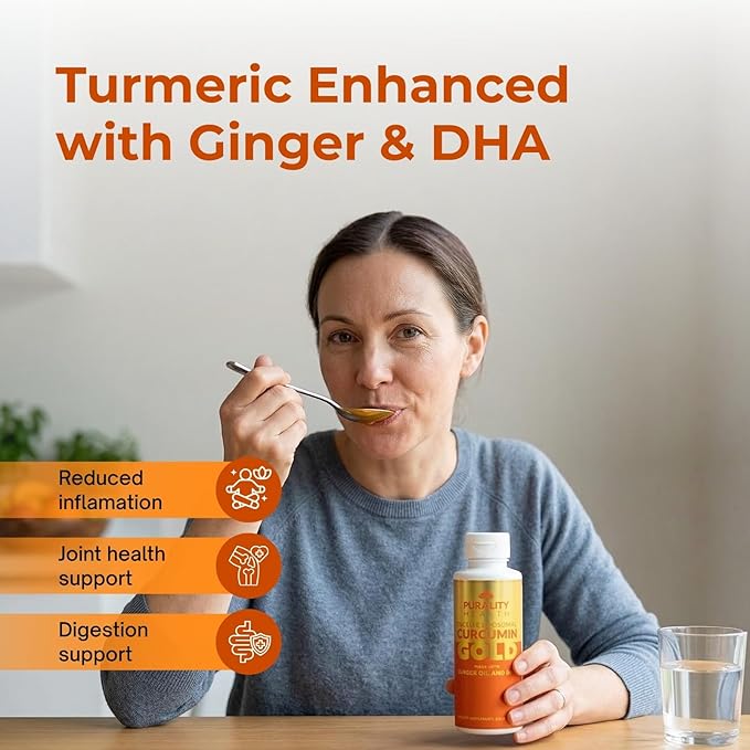 PURALITY HEALTH Curcumin Gold, from Turmeric with Ginger Oil & DHA Omega-3s, Micelle Liposomal Enhanced Absorption, Joint Health, 15 Day Supply