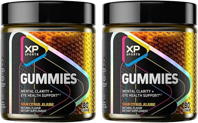 Performance Sports Gummies – Mental Clarity & Eye Health Support, Sour Citrus Jujube Flavor, Cognitive Focus & Vision Care Supplement, 80 Gummies (Pack of 2) 160 Total Gummies- 40 Servings