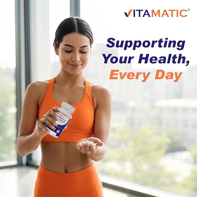 Vitamatic Magnesium (from Bisglycinate & Oxide) with Vitamin D3 & Zinc - 120 Veg Capsules - Supports Muscle, Joint, Nerve & Heart Health – Non-GMO, Gluten-Free