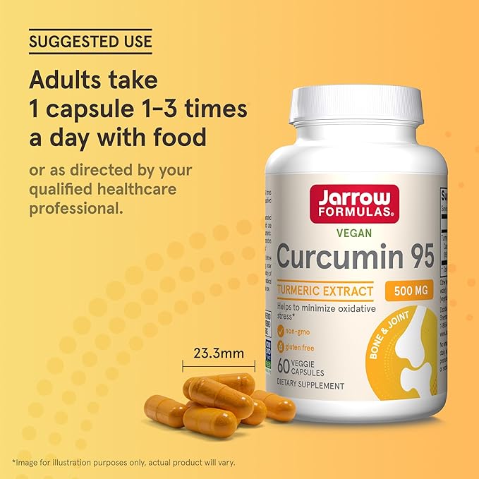 Jarrow Formulas Curcumin 95 Supplement - Turmeric Extract Supplement, 500 mg for Antioxidant & Joint Support, 60 Capsules